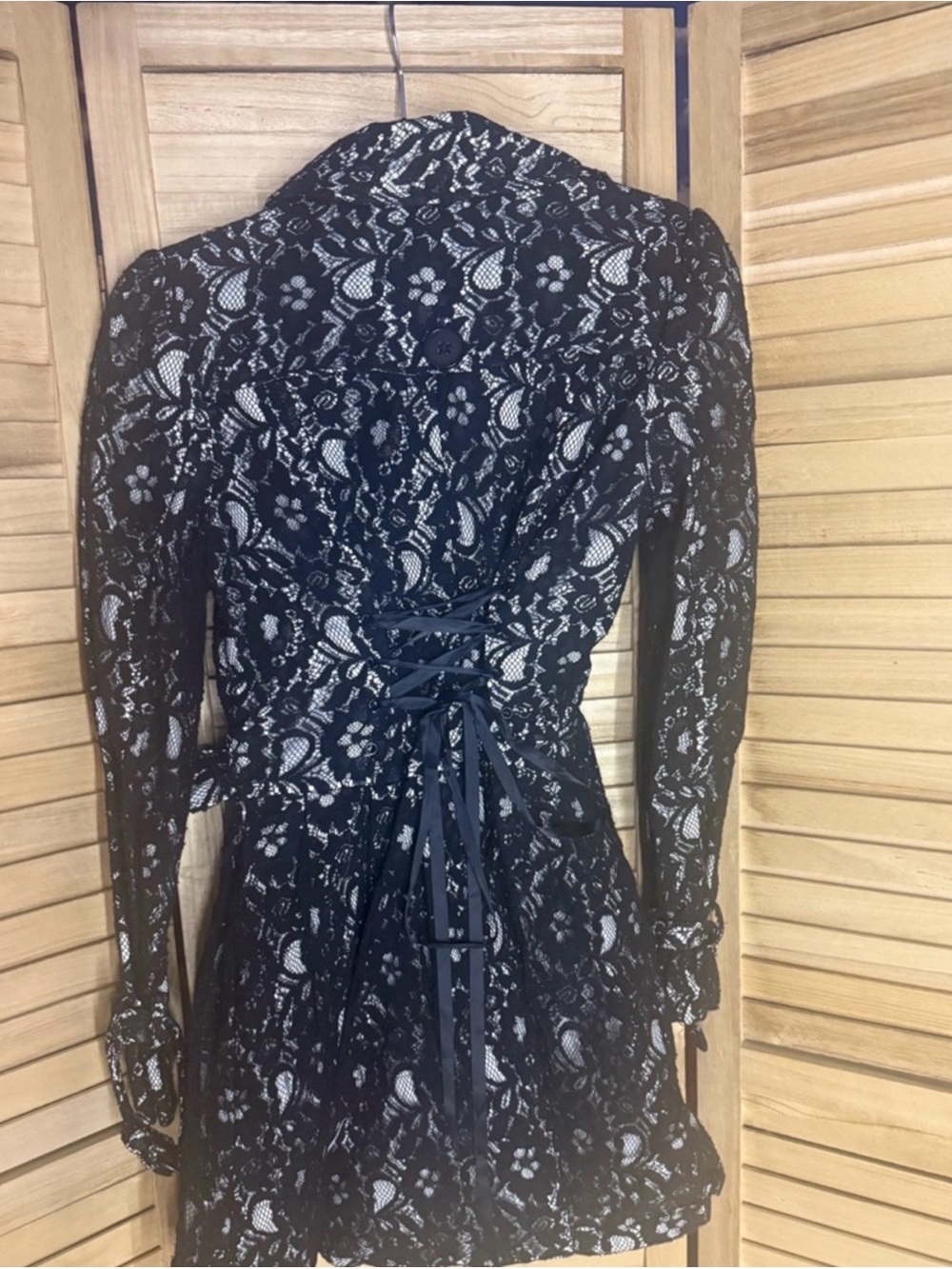 BEBE Vintage Lace Corset Trench Coat - Picture 4 of 4